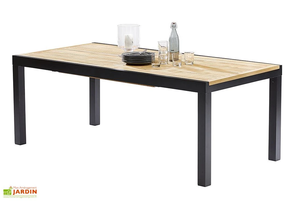 Salon De Jardin Bali Aluminium Et Teck : Table Extensible + 8 Fauteuils 2 Salon De Jardin Bali Aluminium Et Teck : Table Extensible + 8 Fauteuils – Image 2