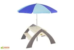 Axi Table De Pique-Nique Eau Et Sable Delta + Parasol -Abriet Mobilier Soldes Boutique table bois pique nique enfants eau sable parasol