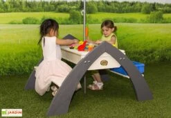 Axi Table De Pique-Nique Eau Et Sable Delta + Parasol -Abriet Mobilier Soldes Boutique table bois pique nique enfants eau sable parasol 5