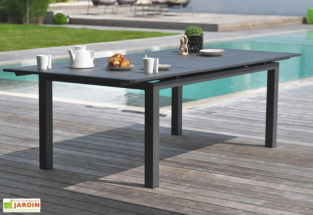 Table En Aluminium Avec Rallonge Automatique Anthracite 180/240 Miami 1 Table En Aluminium Avec Rallonge Automatique Anthracite 180/240 Miami