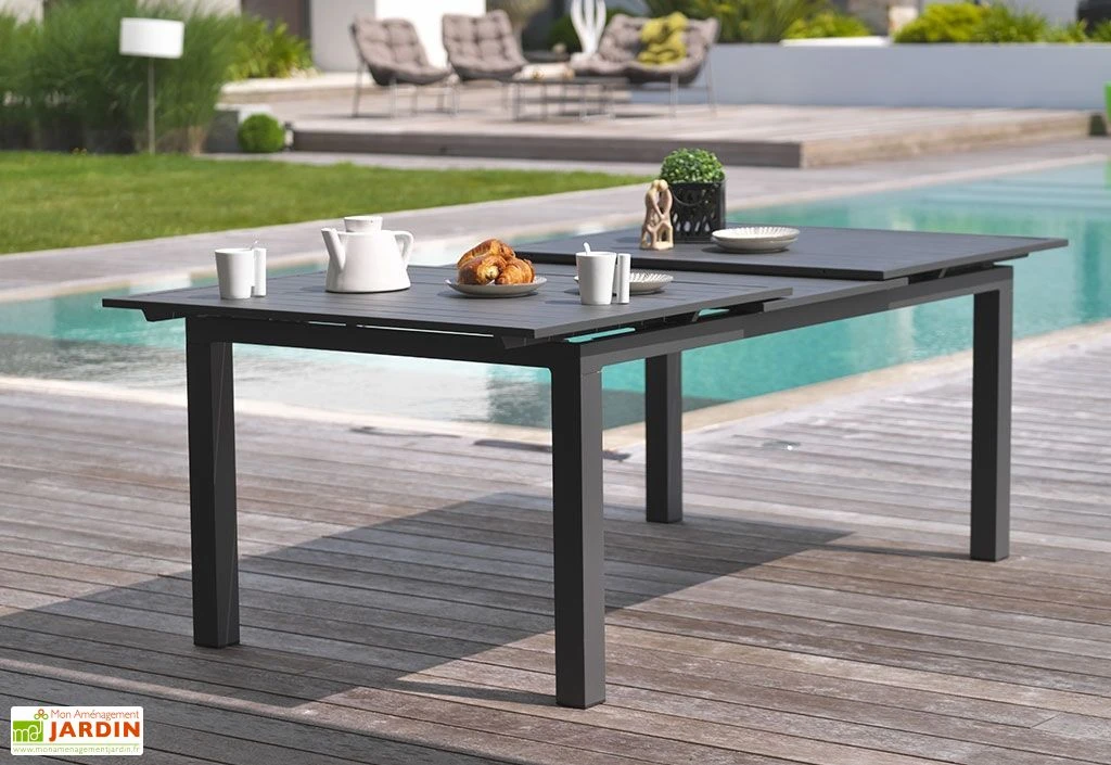 Table En Aluminium Avec Rallonge Automatique Anthracite 180/240 Miami 3 Table En Aluminium Avec Rallonge Automatique Anthracite 180/240 Miami – Image 3