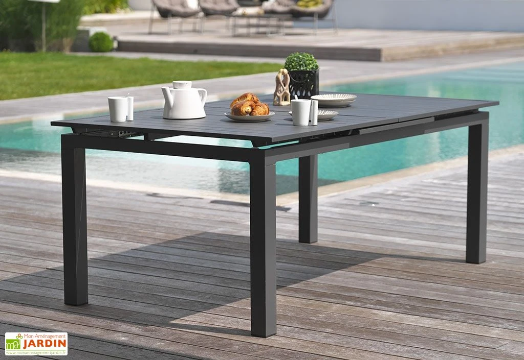 Table En Aluminium Avec Rallonge Automatique Anthracite 180/240 Miami 4 Table En Aluminium Avec Rallonge Automatique Anthracite 180/240 Miami – Image 4