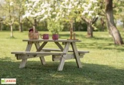 Table De Pique-nique Pour Enfant En Bois Massif – 90 X 90 X 45 Cm 6 Table De Pique-nique Pour Enfant En Bois Massif – 90 X 90 X 45 Cm -Abriet Mobilier Soldes Boutique table enfant picnic bois