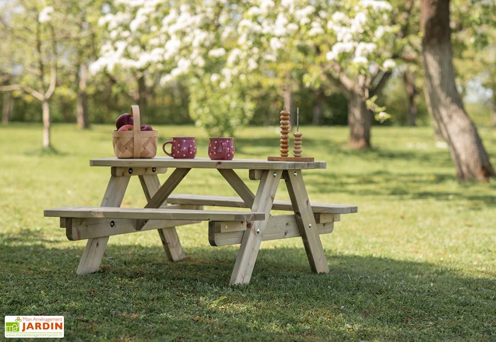 Table De Pique-nique Pour Enfant En Bois Massif – 90 X 90 X 45 Cm 2 Table De Pique-nique Pour Enfant En Bois Massif – 90 X 90 X 45 Cm – Image 2