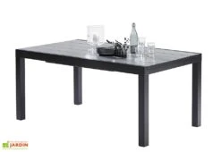 Salon De Jardin HPL Star Noir : Table Extensible Alu + 6 Fauteuils -Abriet Mobilier Soldes Boutique table extensible aluminium salon de jardin hpl