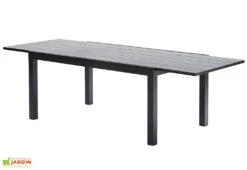 Salon De Jardin HPL Star Noir : Table Extensible Alu + 6 Fauteuils -Abriet Mobilier Soldes Boutique table extensible hpl salon de jardin aluminium noir