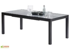 Salon De Jardin HPL Star : Table Extensible Alu + 8 Fauteuils -Abriet Mobilier Soldes Boutique table extensible salon de jardin aluminium noir hpl 8 12 personnes