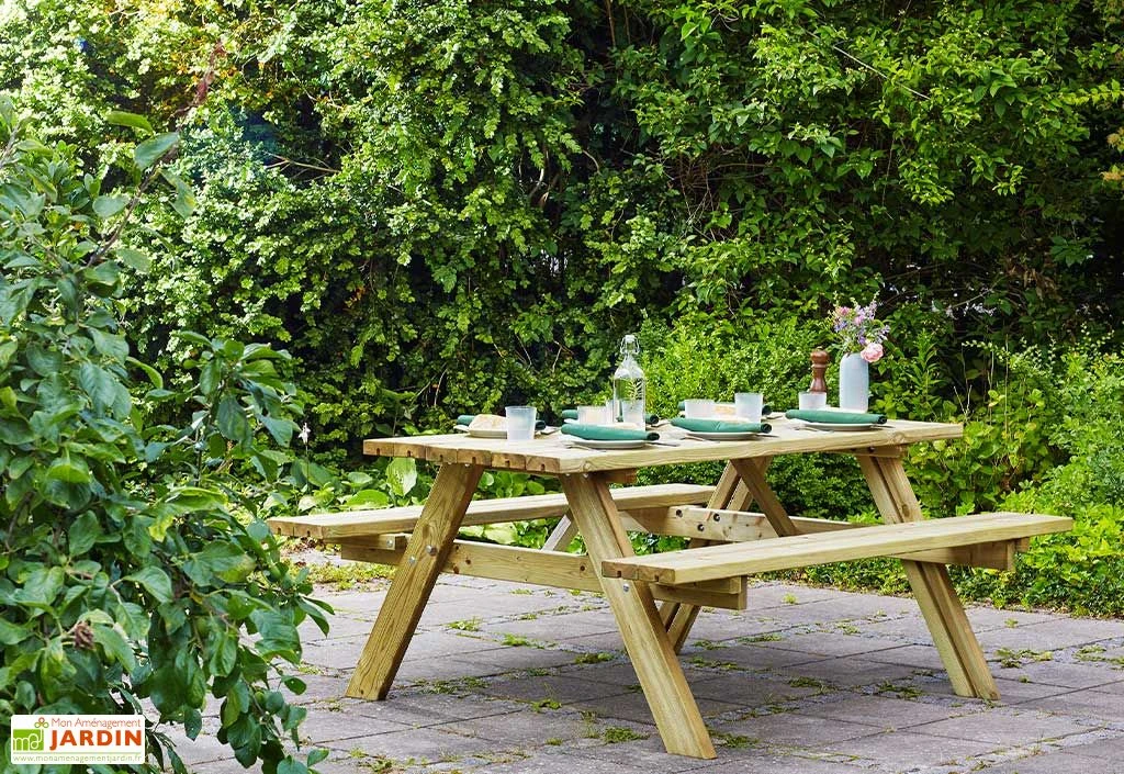 Table De Pique-nique Bois Autoclave Vert + Bancs Rabattables – Jurmala 2 Table De Pique-nique Bois Autoclave Vert + Bancs Rabattables – Jurmala – Image 2