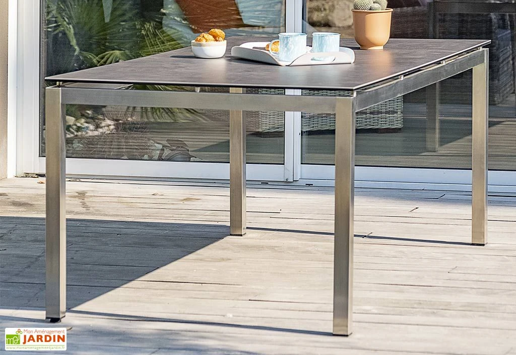 Table De Jardin En Inox Avec Plateau Céramique 200 X 100 Cm – Torino 2 Table De Jardin En Inox Avec Plateau Céramique 200 X 100 Cm – Torino – Image 2