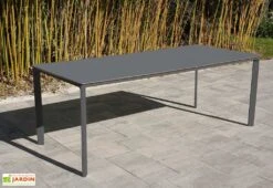 Salon De Jardin : 1 Table Aluminium 200 X 90 Cm + 8 Fauteuils – Dock -Abriet Mobilier Soldes Boutique table jardin alu anthracite ezpeleta 200cm