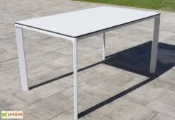 Salon De Jardin : 1 Table Aluminium 160 X 90 Cm + 4 Chaises + 2 Fauteuils – Hall -Abriet Mobilier Soldes Boutique table jardin aluminium blanc 160x90cm 2