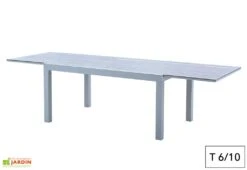Table De Jardin Aluminium Tulum Blanc Et Aspect Bois -Abriet Mobilier Soldes Boutique table jardin aluminium blanc effet bois 6 14 personnes 1