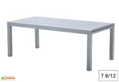 Table De Jardin Aluminium Tulum Blanc Et Aspect Bois -Abriet Mobilier Soldes Boutique table jardin aluminium blanc effet bois 6 14 personnes 2