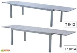 Table De Jardin Aluminium Tulum Blanc Et Aspect Bois -Abriet Mobilier Soldes Boutique table jardin aluminium blanc effet bois 6 14 personnes 3