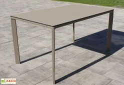 Salon De Jardin : 1 Table Aluminium 160 X 90 Cm + 4 Chaises + 2 Fauteuils – Hall -Abriet Mobilier Soldes Boutique table jardin aluminium taupe 160x90cm 1
