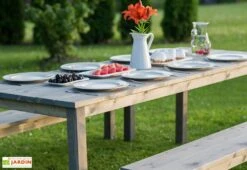 Table De Jardin En Bois Huilé 178 Cm + 2 Bancs – Liepaja 9 Table De Jardin En Bois Huilé 178 Cm + 2 Bancs – Liepaja -Abriet Mobilier Soldes Boutique table jardin bois huile lin 2 bancs ekju 257059