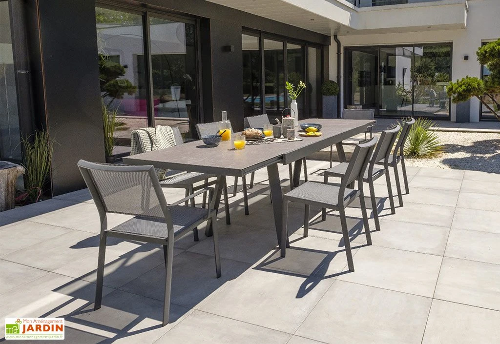 Table De Jardin Extensible Aluminium Et Céramique Stockholm 200/300 Cm 3 Table De Jardin Extensible Aluminium Et Céramique Stockholm 200/300 Cm – Image 3