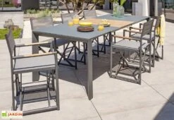 Table De Jardin Extensible En Aluminium Et Verre Honfleur 180/250 Cm -Abriet Mobilier Soldes Boutique table jardin rallonge aluminium verre honfleur