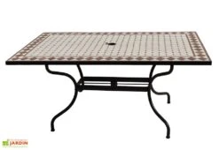 Table De Jardin Rectangulaire En Métal Et Mosaïque 160 X 90 Cm
