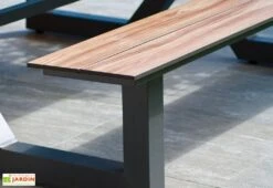 Table De Pique-Nique En Aluminium Vancouver 174 X 210 Cm -Abriet Mobilier Soldes Boutique table pique nique aluminium imitation bois 210cm 2bancs vancouver 3