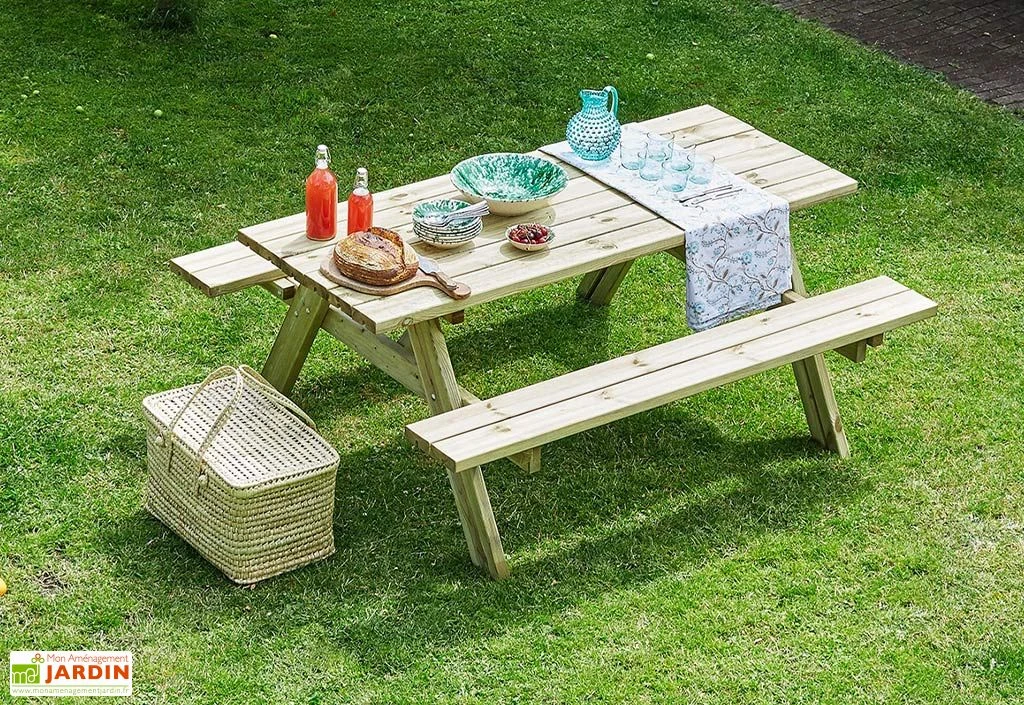 Table De Pique-nique Bois Autoclave Vert + Bancs Rabattables – Jurmala 3 Table De Pique-nique Bois Autoclave Vert + Bancs Rabattables – Jurmala – Image 3