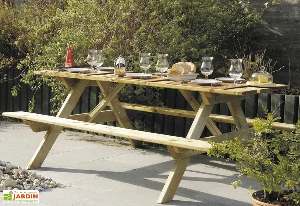 Solid Table De Pique-Nique En Bois Autoclave 200 Cm 28 Mm Picnic 1 Solid Table De Pique-Nique En Bois Autoclave 200 Cm 28 Mm Picnic