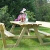 Solid Table De Pique-Nique En Bois Autoclave Bancs + Dossiers 180 Cm 45 Mm
