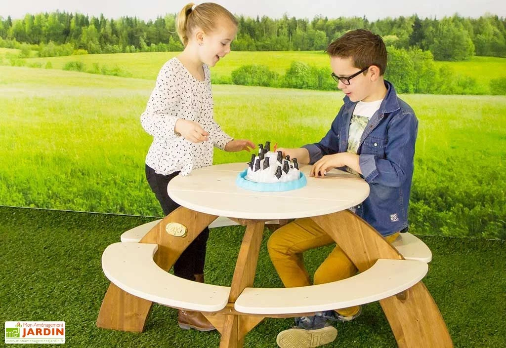 Axi Table De Pique-Nique Ronde En Bois De Hemlock Orion + Parasol 2 Axi Table De Pique-Nique Ronde En Bois De Hemlock Orion + Parasol – Image 2