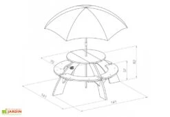 Axi Table De Pique-Nique Ronde En Bois De Hemlock Orion + Parasol 9 Axi Table De Pique-Nique Ronde En Bois De Hemlock Orion + Parasol -Abriet Mobilier Soldes Boutique table pique nique bois ronde enfants parasol orion 4