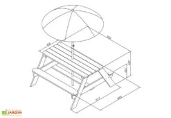 Axi Table De Pique-Nique Pour Enfant En Bois De Hemlock Nick + Parasol -Abriet Mobilier Soldes Boutique table pique nique enfant bois hemlock nick parasol 1