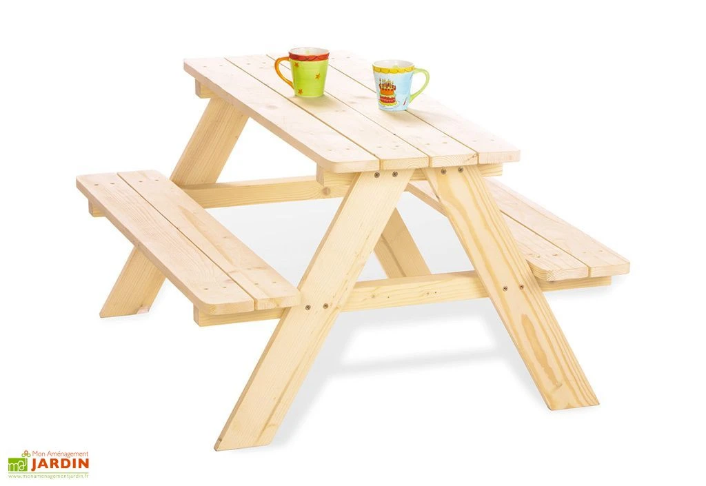 Pinolino Table De Pique-Nique Pour Enfants En Bois (Naturelle) 1 Pinolino Table De Pique-Nique Pour Enfants En Bois (Naturelle)
