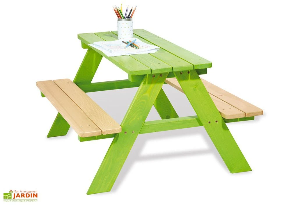 Pinolino Table De Pique-Nique Pour Enfants En Bois (Verte) 1 Pinolino Table De Pique-Nique Pour Enfants En Bois (Verte)