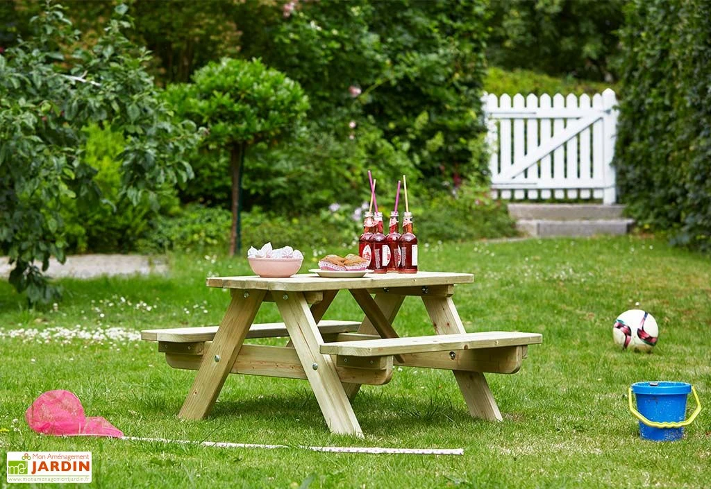 Table De Pique-nique Pour Enfant En Bois Massif – 90 X 90 X 45 Cm 1 Table De Pique-nique Pour Enfant En Bois Massif – 90 X 90 X 45 Cm