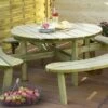Solid Table De Pique-Nique Ronde En Bois Autoclave 220 Cm 40 Mm Picnic Round