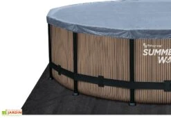Summer Waves Piscine Hors-sol Tubulaire Ronde Effet Teck – ø 4,88 M -Abriet Mobilier Soldes Boutique tapis sol bache piscine tubulaire 1