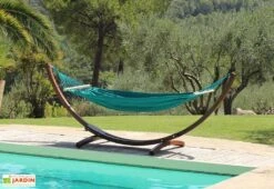 Toile De Hamac En Coton Avec Barres D’écartement 135 X 200 Cm - Merida -Abriet Mobilier Soldes Boutique toile hamac coton merida bleu petrole