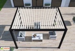 Pergola Bioclimatique Ombréa En Aluminium 3 X 4 M Autoportée - Noir Charbon -Abriet Mobilier Soldes Boutique toiture lames orientables pergola bioclimatique ombrea 15 728288