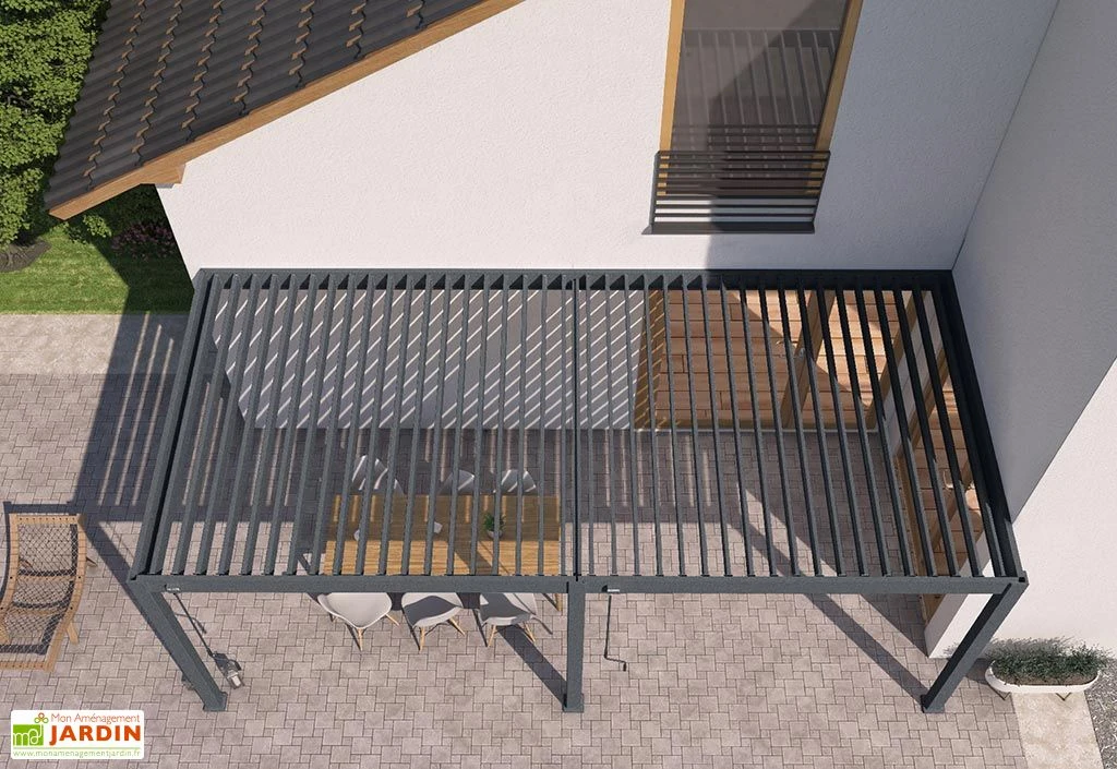 Pergola Bioclimatique Ombréa En Aluminium 3 X 6 M Adossée - Anthracite 6 Pergola Bioclimatique Ombréa En Aluminium 3 X 6 M Adossée - Anthracite – Image 6