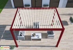 Pergola Bioclimatique Ombréa En Aluminium 3 X 4 M Autoportée - Rouge Basque -Abriet Mobilier Soldes Boutique toiture pergola bioclimatique rouge 3x4 ombrea 15 728455