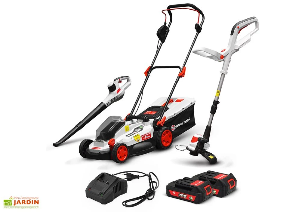 Kit Tondeuse électrique + Coupe-bordure électrique + Souffleur 20 V 1 Kit Tondeuse électrique + Coupe-bordure électrique + Souffleur 20 V