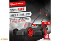 Tondeuse Electrique 1500W 37cm -Abriet Mobilier Soldes Boutique tondeuse gazon electrique 1500w elem garden tde1537p