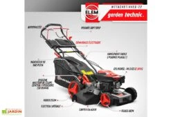 Tondeuse à Gazon Thermique Autotractée 144,3 CC – 46 Cm -Abriet Mobilier Soldes Boutique tondeuse gazon thermique autotractee elem garden wttac46t144es 22