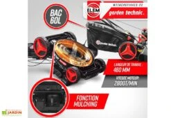 Tondeuse à Gazon Thermique Autotractée 144,3 CC – 46 Cm -Abriet Mobilier Soldes Boutique tondeuse gazon thermique elem garden wttac46t144es 22 fonction mulching