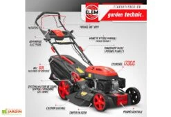 Tondeuse Thermique Autotractée 173 CC Démarreur électrique – 50 Cm -Abriet Mobilier Soldes Boutique tondeuse thermique autotractee elem garden ttac51t173es 23