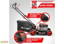 Tondeuse Thermique Autotractée 144,3 CC – 46 Cm -Abriet Mobilier Soldes Boutique tondeuse thermique elem garden wttac46t144 22 hauteur coupe ajustable