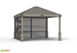Pergola Autoportée En Aluminium Avec Brise-vues En Lames 13 M² – Nanda 7 Pergola Autoportée En Aluminium Avec Brise-vues En Lames 13 M² – Nanda -Abriet Mobilier Soldes Boutique tonnelle aluminium gris parois lames orientables sojag nanda