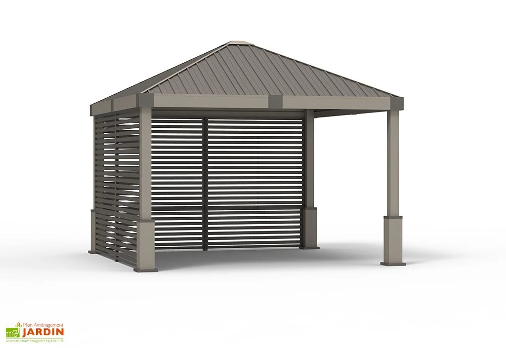 Pergola Autoportée En Aluminium Avec Brise-vues En Lames 13 M² – Nanda 4 Pergola Autoportée En Aluminium Avec Brise-vues En Lames 13 M² – Nanda – Image 4