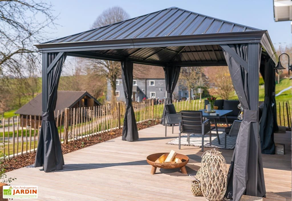 Tonnelle En Aluminium Autoportée 6 X 3,5 M Avec Toiture Acier - Marsala 2 Tonnelle En Aluminium Autoportée 6 X 3,5 M Avec Toiture Acier - Marsala – Image 2