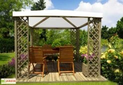 Nouvelles Arrivées 3 Tonnelle De Jardin En Bois Autoclave Et Toile PVC – Fox 9 M²