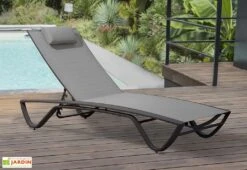 Bain De Soleil En Aluminium Et Textilène - Figari -Abriet Mobilier Soldes Boutique transat figari gris terrasse